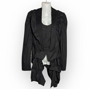 Black Gothic‎ Edwardian Steampunk Women's Blouse Ruffle hook eye